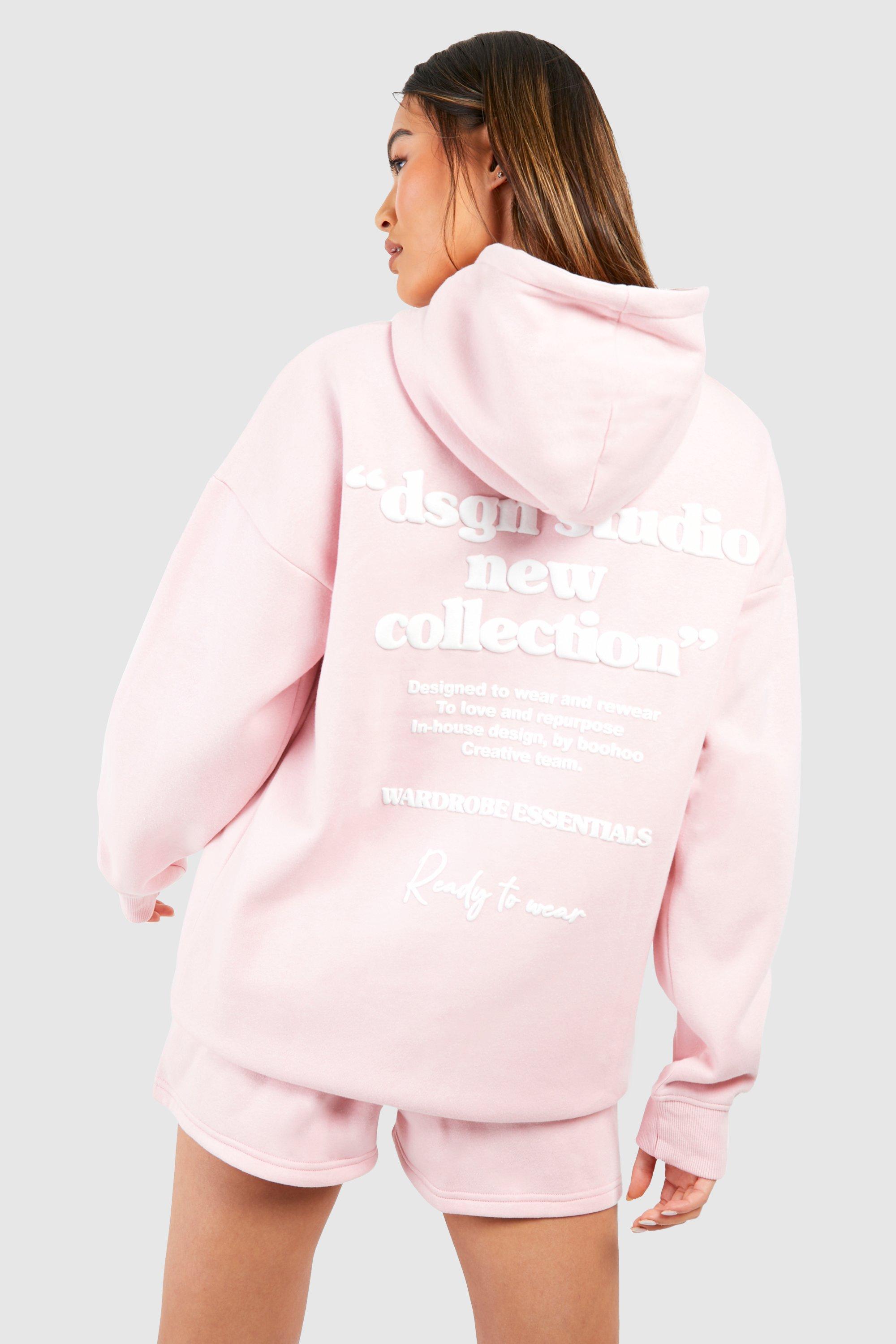 Womens Dsgn Studio Bubble Puff Print Hooded Short Tracksuit - Pink - M, Pink